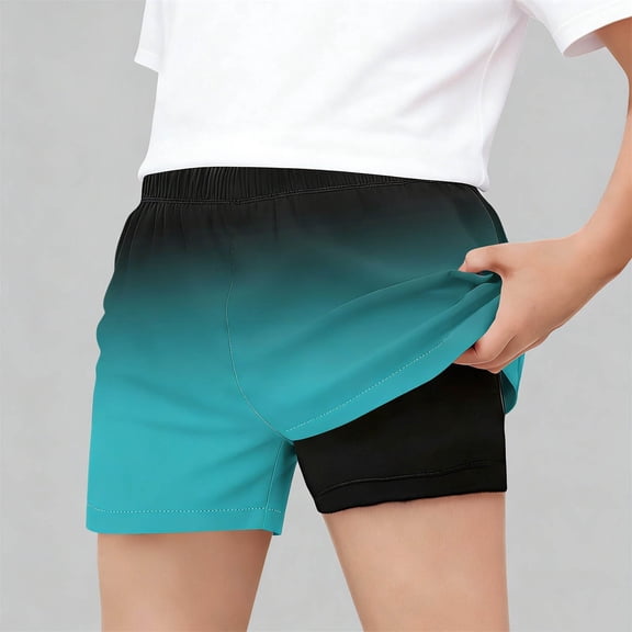 Babcutegg Boys Breathable Swim Trunks – Gradient Print Beach Pants with Elastic Waistband, Quick-Dry Fabric, and Lightweight Double-Layer Five-Quarter Design Green Size 11-12 Years