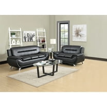 Uspridefurniture Sanuel Faux Leather 2Pcs Living Room Sets,Black