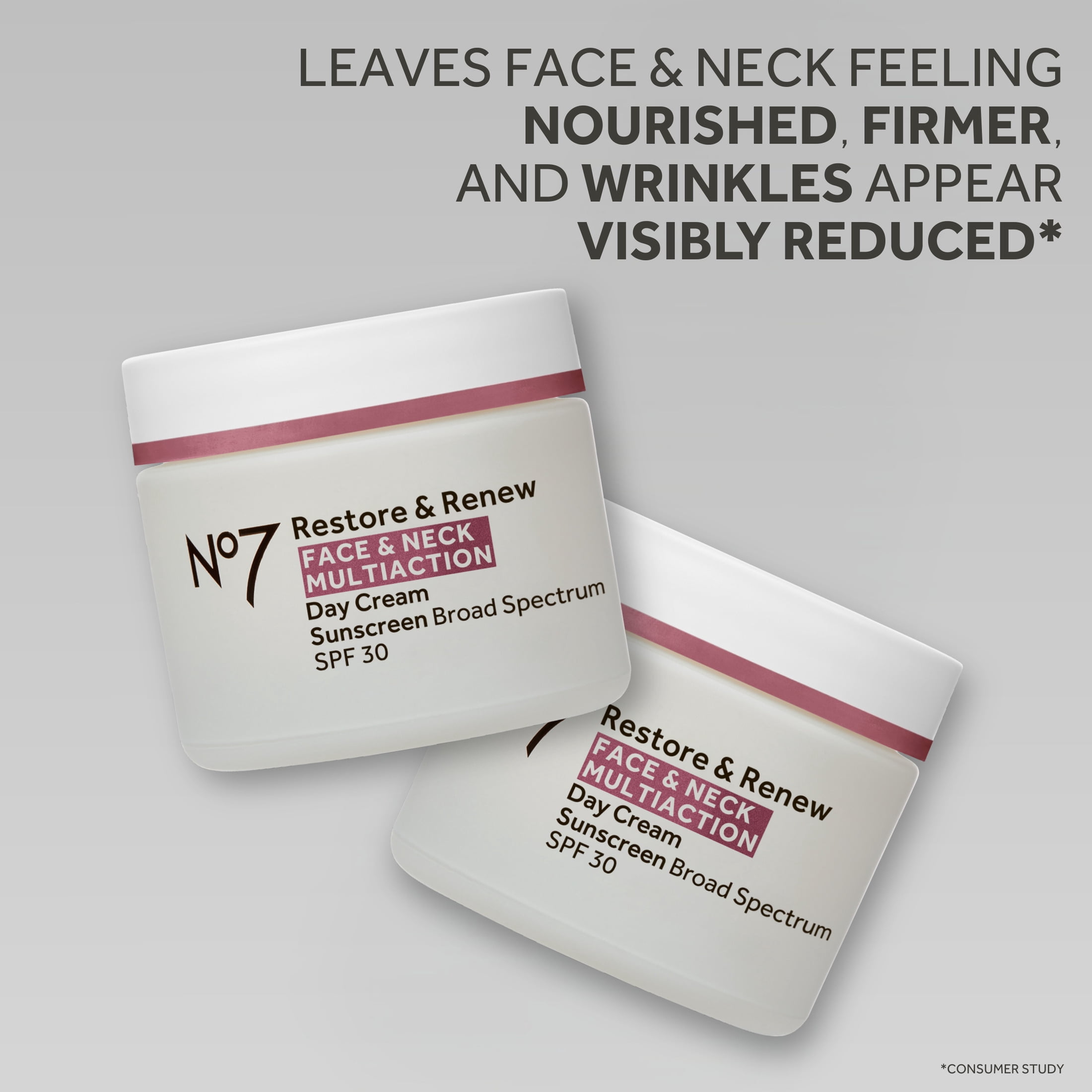 No7 Restore & Renew Face & Neck Multi Action Sunscreen Broad Spectrum SPF 30 Day Cream 1.69 fl oz