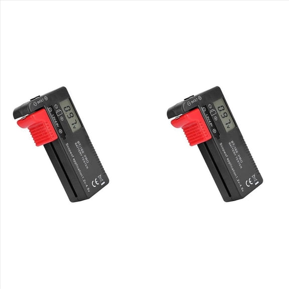 2X BT-168 PRO Battery Capacity Tester Digital Battery Checker Plastic Portable Cell Tester for AA 1.5V 9V,2 x battery tester,Black