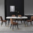 thumbnail image 3 of Modern Rock Plate Dining Table French Simple White Vintage Rectangular Office Table Apartment Mesas De Cocina Home Furniture My Lux Decor Round, 3 of 13