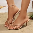 thumbnail image 2 of Bibifish Womens Heeled Sandals Trendy Open Toe Elastic Slingback Footbed Heeled Slide Strap Summer Party Wedding Sandals For Ladies, 2 of 7