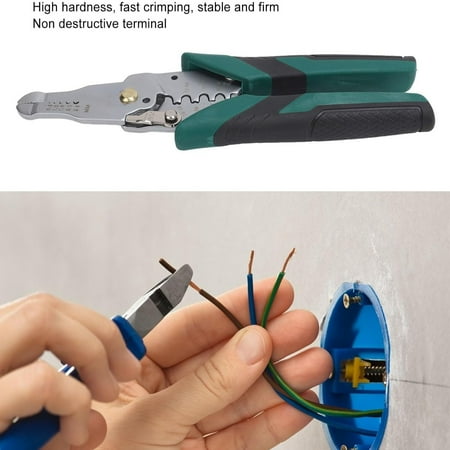 

Multifunctional High Hardness Electrician Cable Stripping Pliers with Stainless Iron Forging Handle Great for Power Line Processing 0.8-2.6mm Hole Diameter Wire Stripper