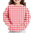 thumbnail image 4 of fnnxnal Big Girls Red Gingham Sweatshirt 9T - Soft Stretch, Kangaroo Pocket, Durable for School & Play, 4 of 7