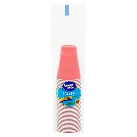 Great Value Plastic Party Cups, 9 oz, 40 Count
