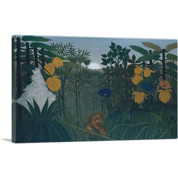 ARTCANVAS The Repats of the Lion 1907 Canvas Art Print by Henri Rousseau - Size: 26" x 18" (0.75" Deep)