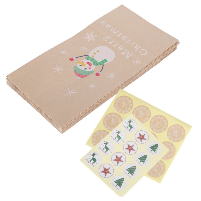 12 Uds. Bolsa de Navidad de papel Kraft para envolver regalos, embalaje de galletas, suministros para manualidades reutilizables