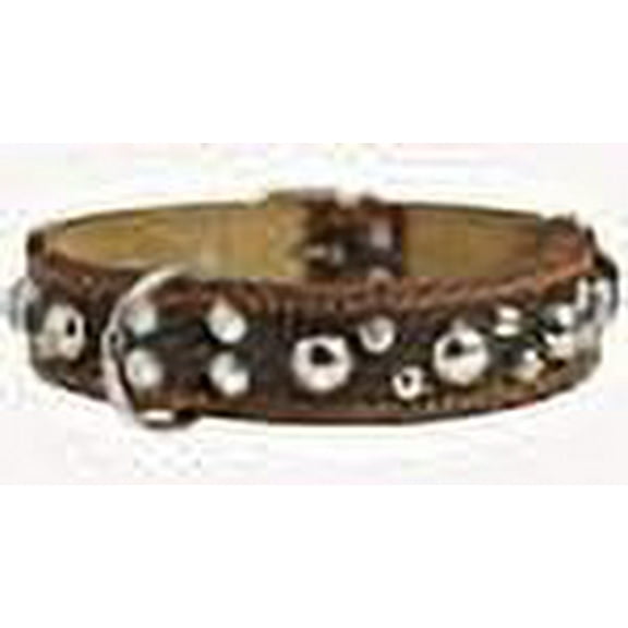 Genuine 1.6" Wide Thick Leather Studs Dog Collar Brown. Fits 19"-24" Neck, Rottweiler, Pit Bull.