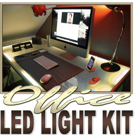 Biltek 16.4' ft Warm White Desk Hutch Drawers Laptop LED Strip Lighting Complete Package Kit Lamp Light DIY - Under Desk Hutch Drawers Bookshelf Reading Glass Case Waterproof Flexible DIY