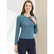thumbnail image 4 of Chaqueta De Mujer Con Botones Cortos Y Ligeros Vintage De Otoño Con Bolsillos Azul gris M, 4 of 6