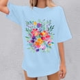 thumbnail image 3 of Graphic Tees for Women T-Shirts Women's Oversized Top Loose Short Sleeve T Shirt Style for Everyday Comfort and Casual Blue S, 3 of 5