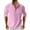Pink, variant on New Fall Plus Size Cotton and Linen Shirts for Mens Solid Color Turndown Collar Half Cardigan Casual Top Shirt Button Tops