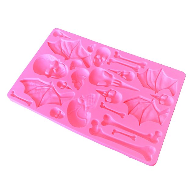 Molde para hornear DIY de silicona de Halloween, moldes para muffins perfectos para hacer dulces de pudín, rosa Feliz Sencillez