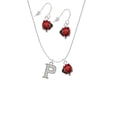 thumbnail image 2 of Delight Jewelry Silvertone Crystal Initial - P - Red Lucky Ladybug Necklace and Dangle Earrings Set, 2 of 6