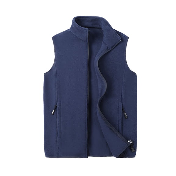 IROINNID Mens Fleece Vest Stand Collar Full Zip Sleeveless Winter Warm Outerwear Lightweight Gilet with Zippered Pockets for Casual Daily Wear