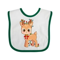 Inktastic Cute Christmas Reindeer with Christmas Lights Boys or Girls Baby Bib