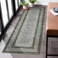 thumbnail image 5 of Washable 2x6 Runner Rug Modern Bordered Non-Slip Rubber Backing Geometric Print Soft Faux Wool Entryway Carpet Green, 5 of 7