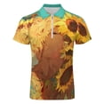 thumbnail image 4 of Highland Cow with Sunflowers Men Zipper T-shirt Summer Casual Short Sleeve T-shirt Top, 4 of 7