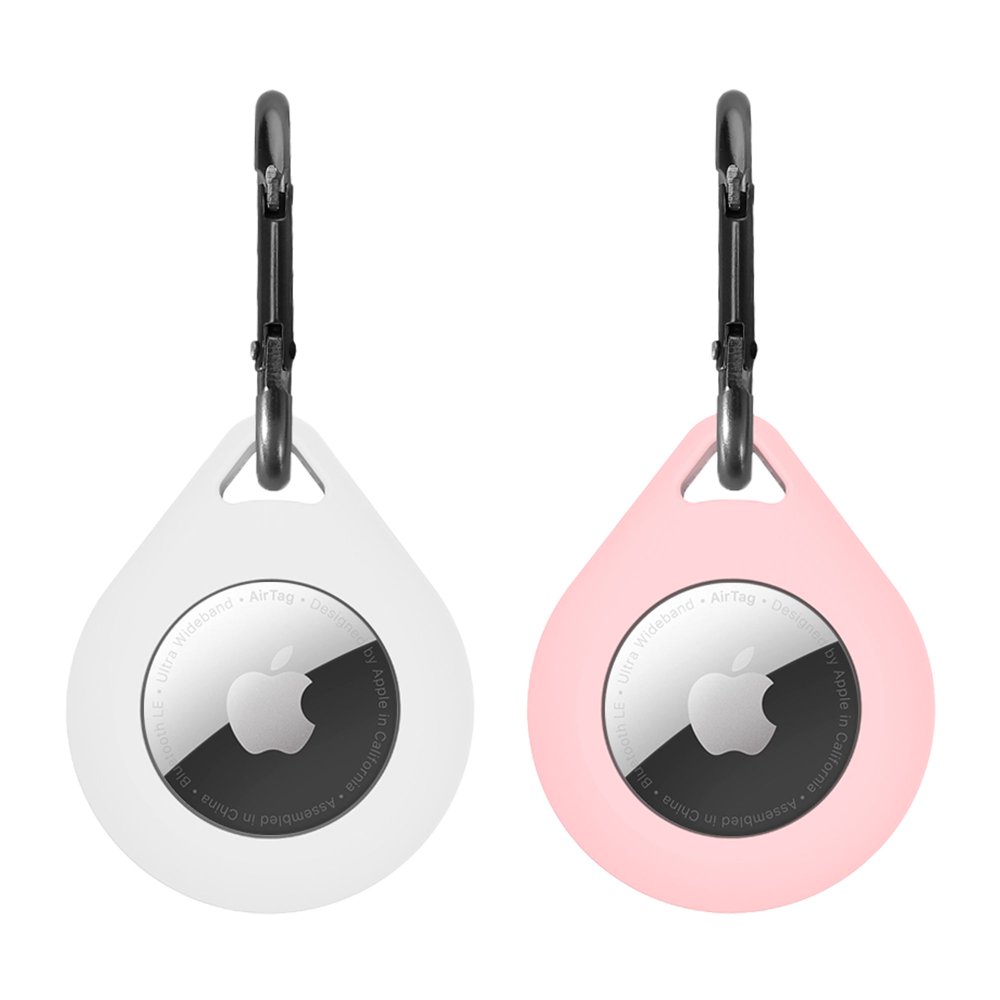 2 Pack Premium Silicone Airtag Apple Case, Airtag Keychain Holder, Anti