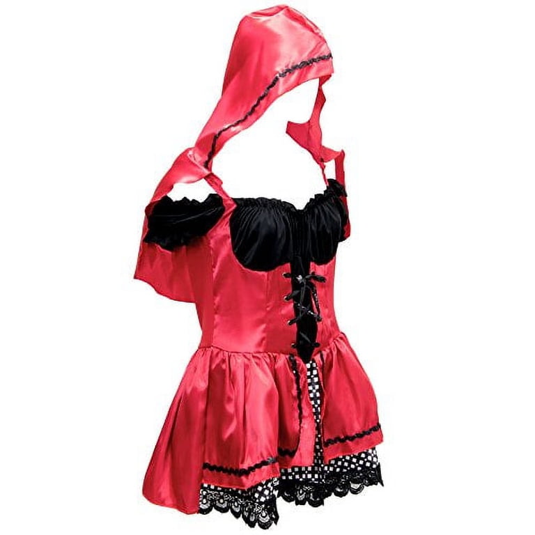 red riding hood corset dress Brybelly Sizzling Little Women's Halloween Fancy-Dress Costume for Adult, S Short Prom Dresses | YGroup_cornelia-maxi-dress and the bright red Print:Alexis red hood cosplay female