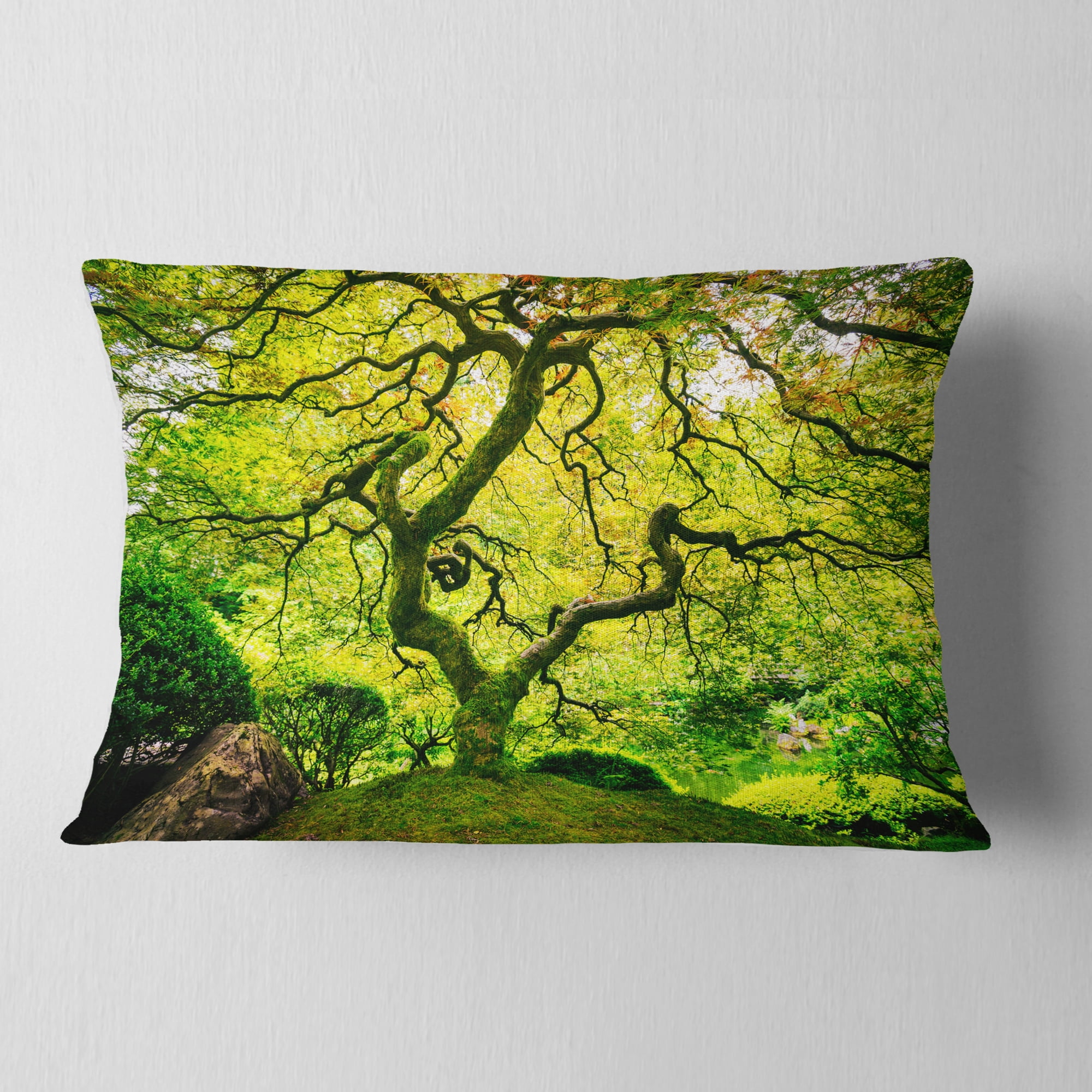 Designart Amazing Green Tree - Photography Throw Pillow - 12x20