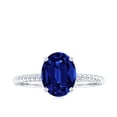 thumbnail image 4 of Rosec Jewels Oval Shape Lab Grown Blue Sapphire Solitaire Ring with Surprise Diamond (8X10 mm), 925 Sterling Silver, US 12.00, 4 of 9