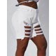 thumbnail image 3 of Pantalones cortos de mezclilla Tachuelas con angustia triturada Rosegal Pantalones cortos de talla grande, 3 of 5