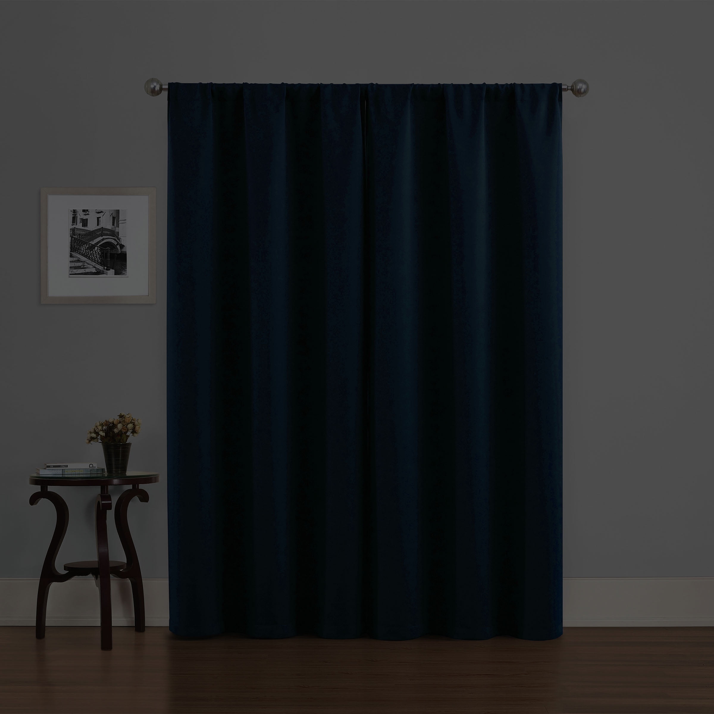 (3 pack) Eclipse Phoenix Blackout Curtain Rod Pocket Panel, Set of 2, Indigo Blue, 37" W x 84" L