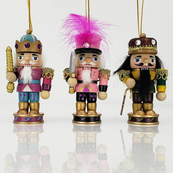Stubby King and Soldier Ornament -Set of 3 (in 4 inch), Fantastic Christmas Gift by Nutcracker Ballet Gifts