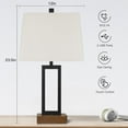 thumbnail image 5 of Table Lamp for Bedroom Set of 2 with 2 USB Ports and AC Power Outlet, 23.5" Modern Bedside Lamp, Wood Nightstand Lamp with Linen Shade for Living Room Hotel Desk(LED Bulb Included), 5 of 10