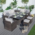 thumbnail image 2 of Direct Wicker 7-Piece Rattan Patio Conversation Sofa Set with Rectangle Fire Pit Table - Brown, 2 of 9