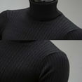 thumbnail image 5 of jsaierl Mens Turtle Neck Sweater Knit Classic Slim Top Long Sleeve Casual Striped Warm Pullover Sweater, 5 of 6