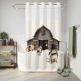 thumbnail image 6 of No Hook Shower Curtain, Easter Bunny Shower Curtains for Bathroom with See Through Top Window, Vintage Farmhouse Countryside Rabbits Floral Waterproof & Washable Bath Curtain Stand Up Stall 36"x72", 6 of 9