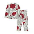 thumbnail image 2 of Kll Leaves Print Women'S Long Sleeve Pajamas With Pants Sleepwear Loungewear 2 Set-Small, 2 of 9