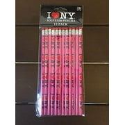 Lot de 12 crayons sous licence I Love NY (rose)