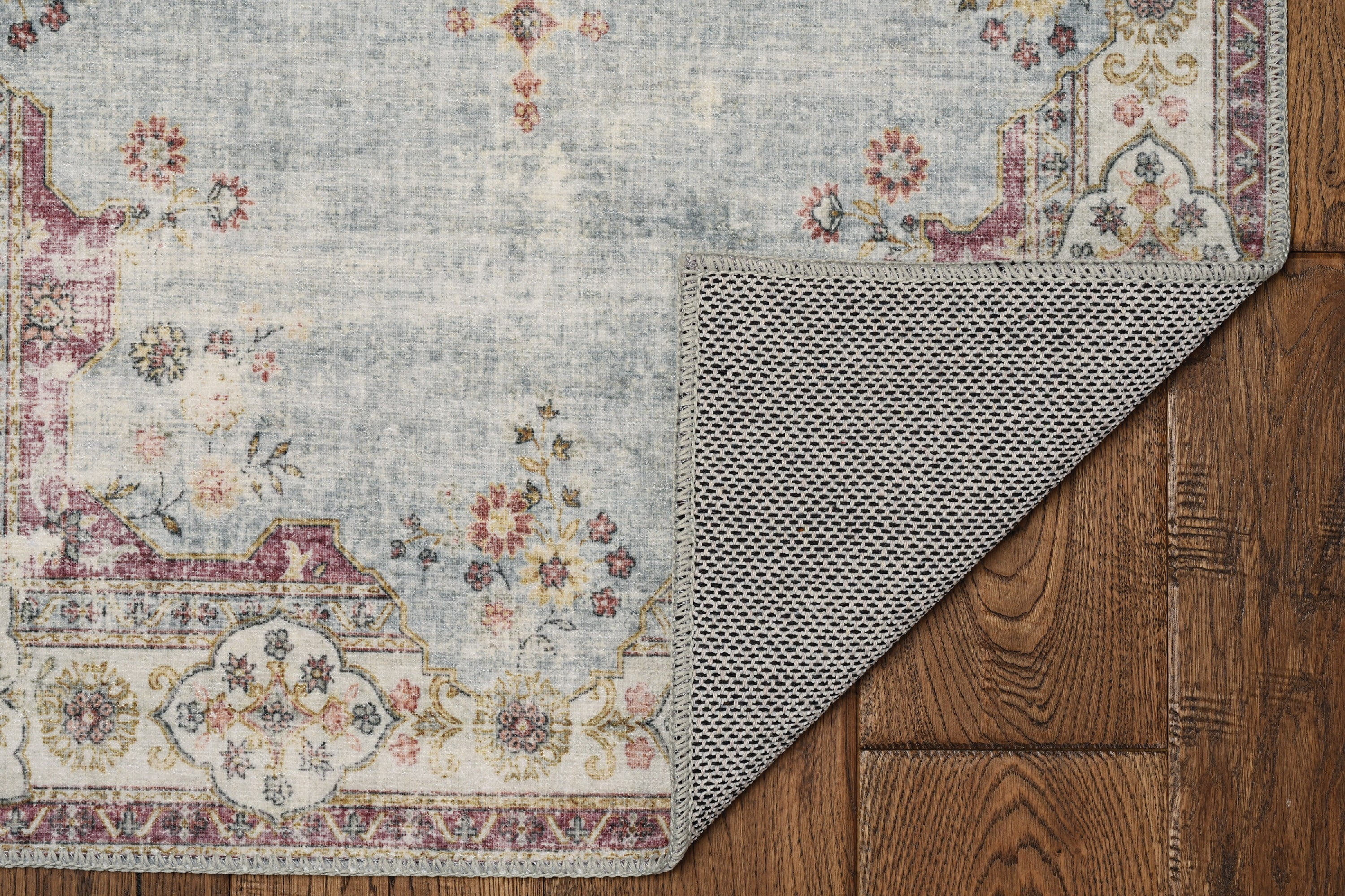 Linon Home Décor Washable Lennox Area Rug or Runner Collection, Pale Blue and Ivory, 2' x 3'