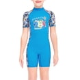 thumbnail image 1 of Dive Sail Girls Wetsuit UV Protección Niños Traje de baño Manga corta Cuello redondo con cremallera con cremallera Traje de baño Rash Guard Shorty Steet Blue XL Kearding OD003665-12, 1 of 7