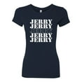 thumbnail image 2 of Wild Bobby Jerry Springer 90's TV Talk Show Host Jerry Jerry Chant Famous People Womens Slim Fit Junior Tee, Navy, Medium, 2 of 6