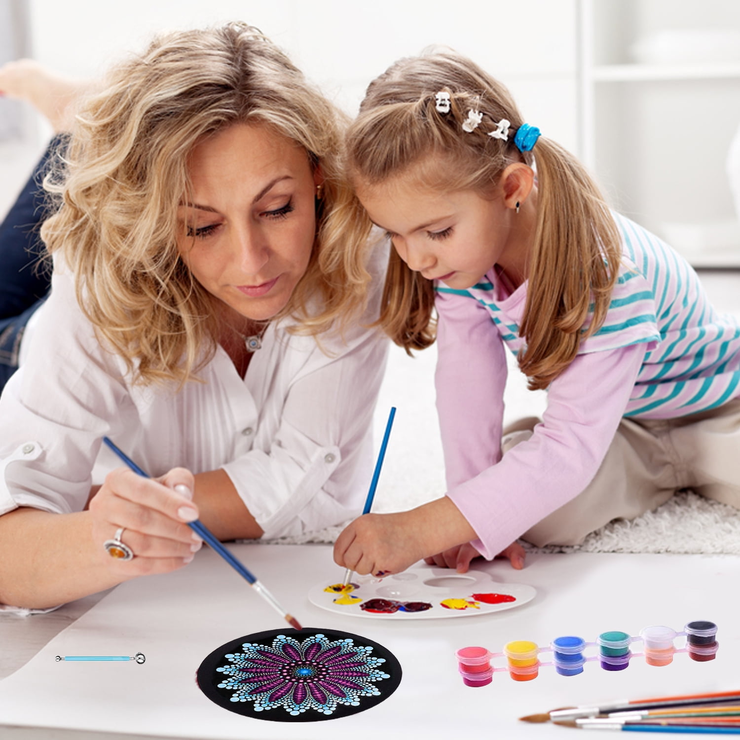 Cerem Mandala Dotting Tools Kit with Acrylic Paints & Stencils for DIY Rock Painting, Zen Therapy & Mindfulness
