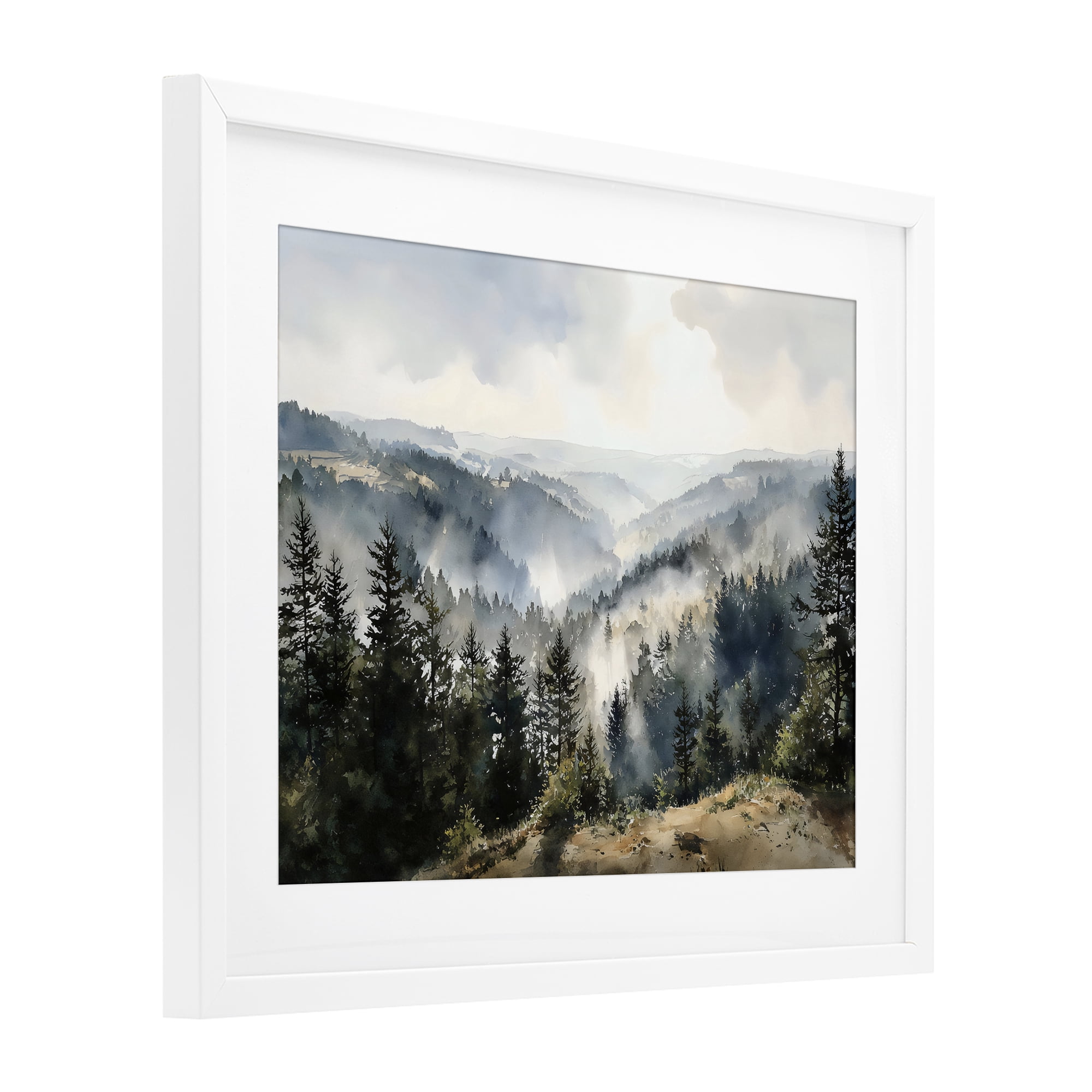 Stupell Industries Misty Tree Tops Vista White Framed Print Under Glass, design by Franklyn Gregory