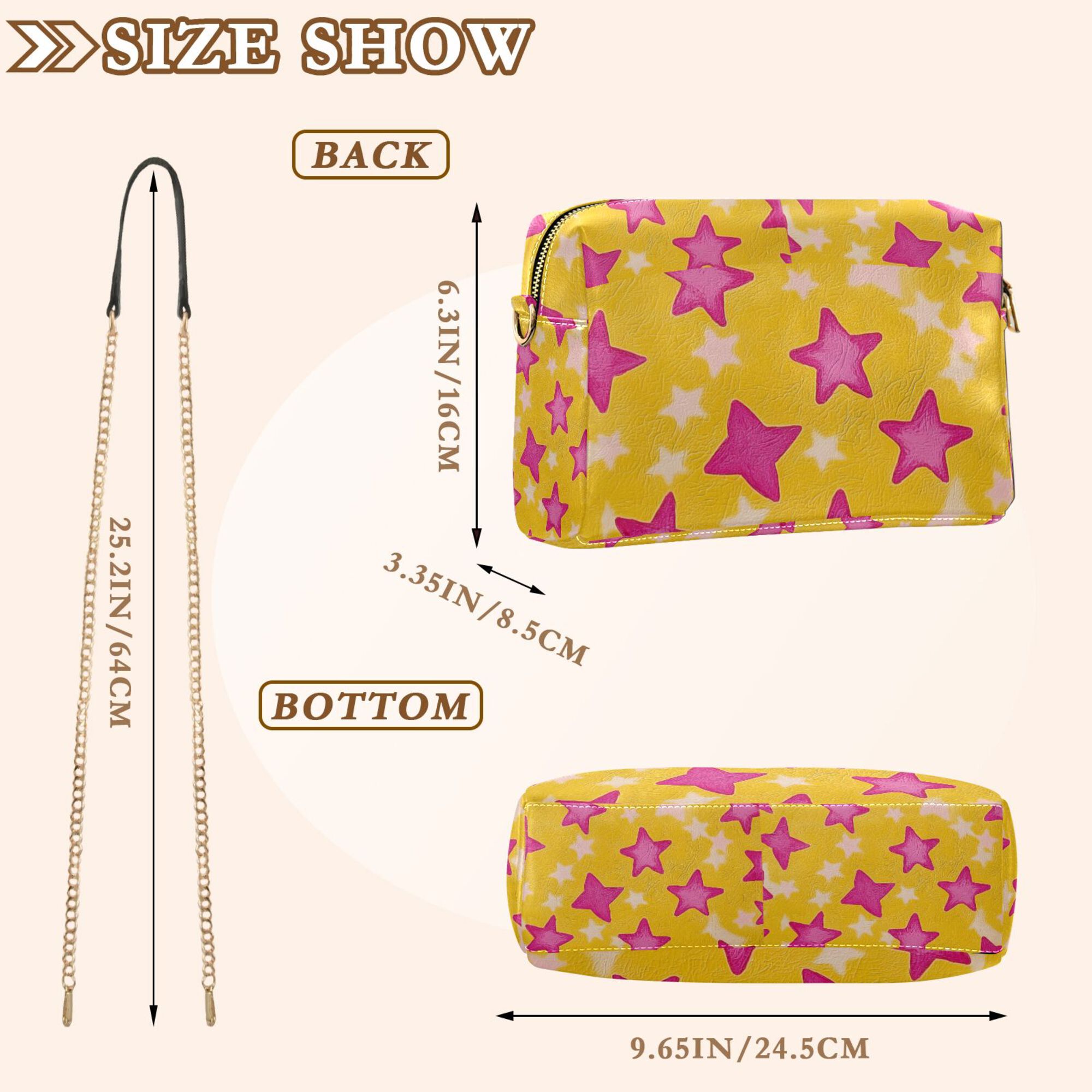FORMRS Women Crossbody Purse with Chain Strap Vegan Leather Shoulder Handbag, Large Pink Stars