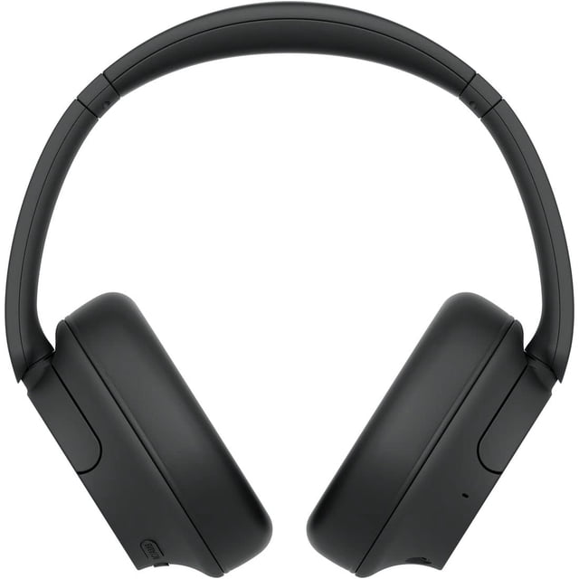 auriculares inalámbricos bluetooth sony wh-ch720nb con cancelación de ruido, micrófono integrado, hasta 35 horas de duración de la batería y carga rápida, negro mate — Vista frontal centrada; diadema acolchada y copas ovaladas en acabado negro mate, botones físicos y puerto de carga en la copa derecha, bisagras plegables y perfil ligero. Adecuados para viajes y teletrabajo; se ajustan mediante la app Sony Headphones Connect.