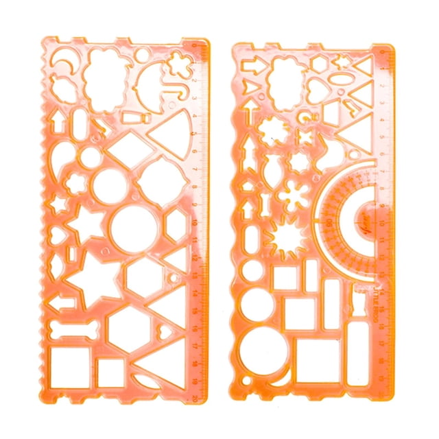 Cute Stationary 2 Pcs Geometric Drawings Templates Multi Shaped Drafting Stencils Plastic Measuring Templates Rulers Clear Drawing Triangle Tool Protractor Set for Studying Designing Office Supplies