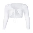 thumbnail image 3 of T-shirt à Manches Longues pour Femmes à Manches Longues, Couleur Unie, Col en U, devant Slim Fit, 3 of 6