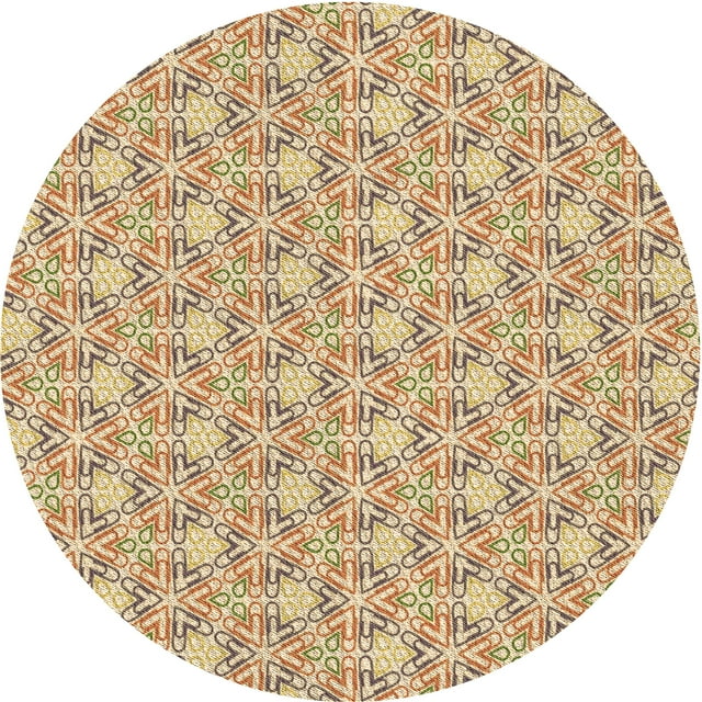 Ahgly Company Tapis Rond Lavable en Machine Intérieur Transitionnel Marron Clair, 6 Pieds Rond