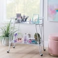 thumbnail image 6 of Linon Lawsonia 2-Tier Mid-Century Mobile Bar Cart with Mirrored Top, 32.5" Tall, 27 lb, White, 6 of 16