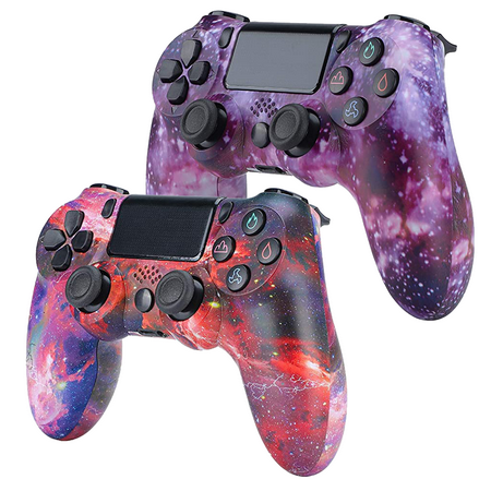 2 Pack Wireless PS4 Controller, for Playstation 4 Remote Control, with Dual Vibration and Charging Cable-2023 Upgrade (Red+purple)