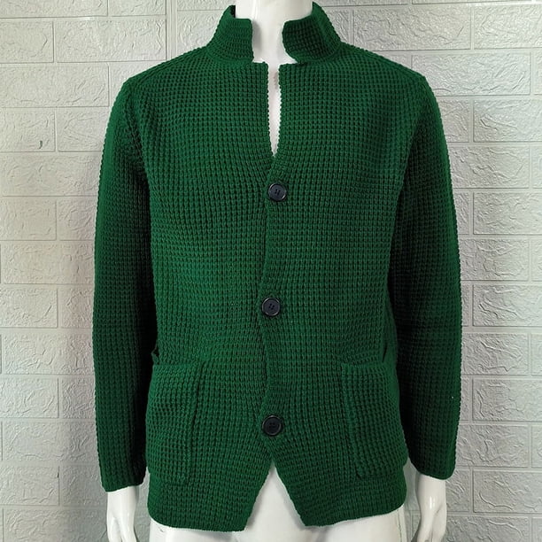 Suéter de hombre de corte entallado con cuello alto de punto, cárdigan de otoño e invierno, abrigo de talla grande para hombre