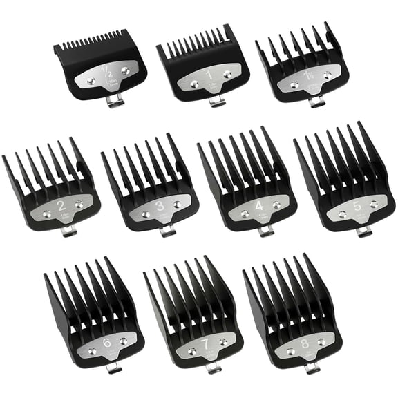 10-Piece Premium Clipper Guards Set, Upgraded Metal Clip Cutting Guides Compatible with Most Hair Clippers