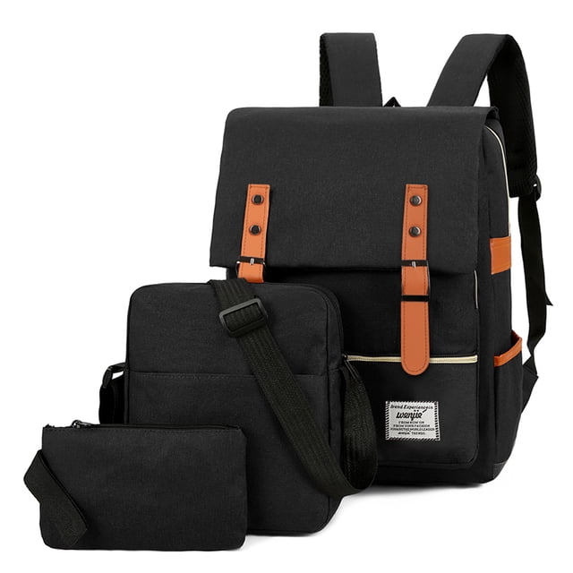 Mochila para computadora de gran capacidad Bolsa de negocios de moda Juego de bolsa de viaje de ocio al aire libre con puerto USB externo Negro Eccomum Mochila